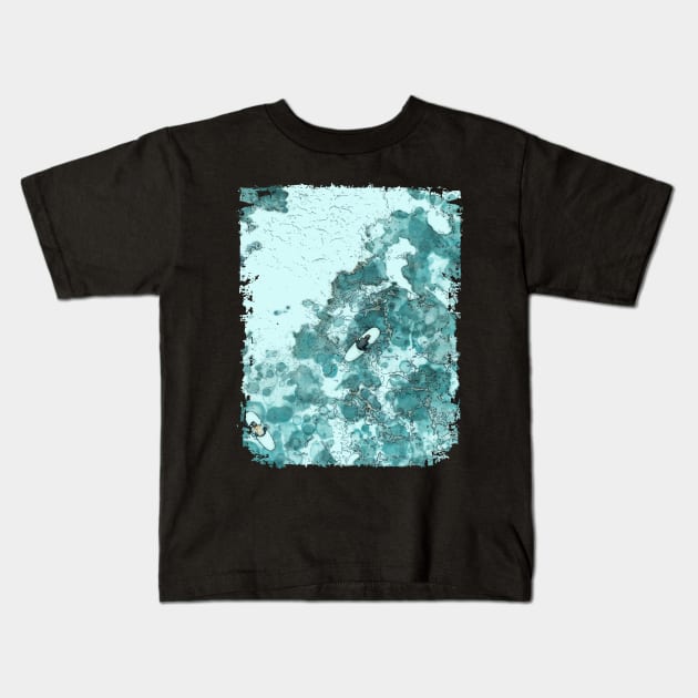 Watercolor blue Ocean Big wave, sea great waves pattern, blue, sea, surf, surfer, water Kids T-Shirt by Collagedream